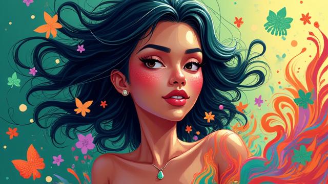 Isang digital illustration ng isang Filipina na may makulay na background, ipinapakita ang iba't ibang techniques.